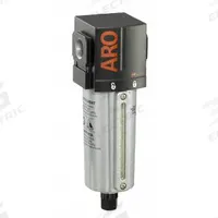 ARO Filter: Std, 1/2 in NPT, 5 micron, 197 scfm, 250 psi Max Op Pressure, Metal Bowl, Auto Drain (MPN F35341-411). Key specifications — attr110055: Series 2000; attr111567: Standard; attr110008: ARO.