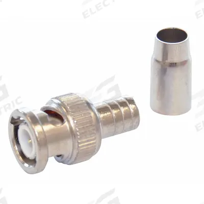 DOLPHIN COMPONENTS CORP Coaxial Connector: Male, Connector, Silver, Crimp-On (2 Piece), RG-6 - BNC Coaxial Connectors