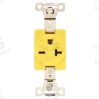 BRYANT Receptacle: Single, 6-20, Yellow, 250V AC, 20 A, 2 Pole / 3 Wire (MPN 5461CR)