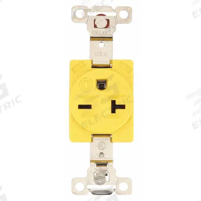 BRYANT Receptacle: Single, 6-20, Yellow, 250V AC, 20 A, 2 Pole / 3 Wire (MPN 5461CR) - General Purpose Receptacles