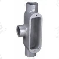 Conduit Outlet Body: Iron, 1 1/4 in Trade Size, T Body, 32 cu in Body Capacity, Threaded Hub (MPN OT-4M). Key specifications — Finish: Powder Coated; Includes: Stainless Steel Screws; For Use With: IMC; Brand: HUBBELL KILLARK; Hub Style: Threaded; Mfr. Series: O.