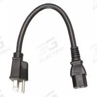 APPROVED VENDOR Power Cord: 1 ft Lg, 3/14, 5-15P Plug, C13 Receptacle, SJT, PVC, 15 A Current, 5-15P (MPN 5XFL5ID). Key specifications — Brand: APPROVED VENDOR; Jacket Material: PVC.