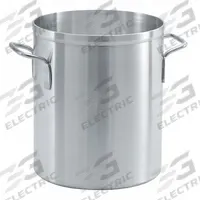 VOLLRATH Stock Pot: 24 qt Capacity, Aluminum, 4.1 mm Gauge, NSF Certified, Welded Handle, 12 in Dia (MPN 67524). Key specifications — NSF Certified: Yes; Handle Type: Welded; Body Material: Aluminum; Brand: VOLLRATH; Lid Included: No.