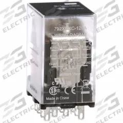 SCHNEIDER General Purpose Relay: Socket Mounted, 6 A Current Rating, 120V AC, 4PDT, G Socket (MPN 792XDXC-120A). Key specifications — Brand: SCHNEIDER; Base Type: Square; Mounting Style: Plug-In; Electrical Connection: Faston Connector; Manufacturer Part Number: 792XDXC-120A; Operating Current: 3 A AC-1 (NC Conforming to IEC); Series: 792 Series.