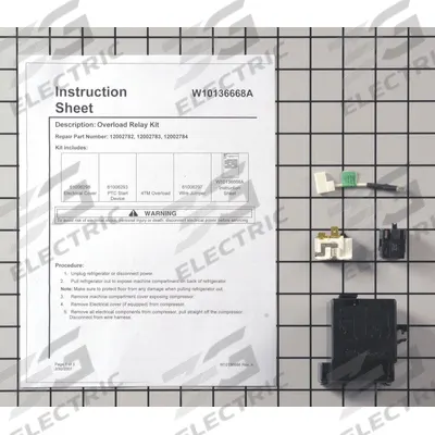 WHIRLPOOL Compressor Overload and Relay Kit: Mfr Part # 12002782 - Whirlpool Parts for Refrigerators & Freezers
