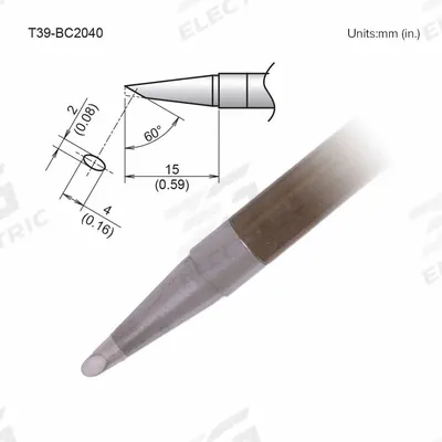 HAKKO Soldering Tip: T39 Series, Bevel, 4 mm W - T39 Series Soldering Tips