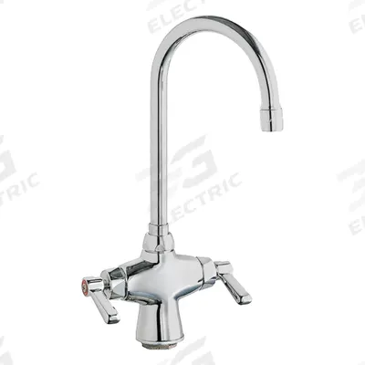 CHICAGO FAUCETS Gooseneck Kitchen Faucet: Single-Post, Deck, Cast Brass - Single-Post Bar Sink Faucets