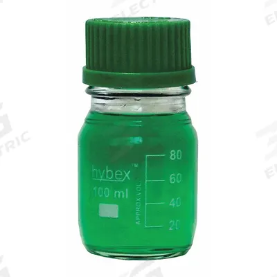 BENCHMARK SCIENTIFIC Media Bottle: 100 mL, Screw-On, GL45, 4 mm, Assorted - Glass Lab Media Bottles