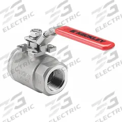 KECKLEY Manual Two-Way Ball Valve: 1 1/4 in, Stainless Steel, Straight, FNPT x FNPT, One-Piece (MPN BVS2THFSSRGSL-125). Key specifications — Brand: KECKLEY; Handle: Locking Lever.