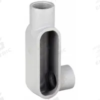 Conduit Outlet Body: Iron, 1 1/4 in Trade Size, LR Body, 19.5 cu in Body Capacity, Threaded Hub (MPN LR47). Key specifications — Finish: Powder Coated; For Use With: RMC; Brand: HUBBELL KILLARK; Hub Style: Threaded; Mfr. Series: Duraloy 7.