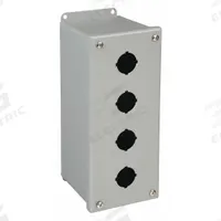 WIEGMANN Push Button Enclosure: 30mm, 4 Holes, Carbon Steel, NEMA 4 (MPN PBXD4). Key specifications — attr211299: WIEGMANN; attr1043605: Washdown-Corrosion-Resistant.