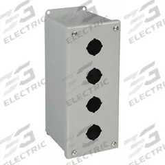 WIEGMANN Push Button Enclosure: 30mm, 4 Holes, Carbon Steel, NEMA 4 (MPN PBXD4). Key specifications — attr211299: WIEGMANN; attr1043605: Washdown-Corrosion-Resistant.