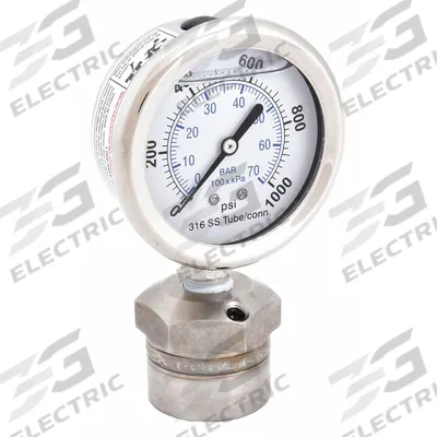 KODIAK Pressure Gauge with Diaphragm Seal: 0 psi to 1,000 psi, KC301/DSM35, 2 1/2 in Dial - Dial Pressure Gauges with 316 SS Female-Threaded Mini-Seal