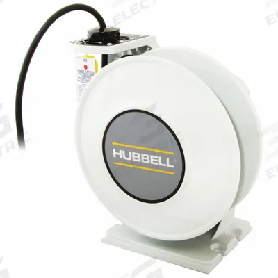 HUBBELL WIRING DEVICE-KELLEMS Extension Cord Reel: Ratchet Lock, 45 ft Cord Lg, 12 AWG, SJO - Hardwired Self-Retracting Cord Reels
