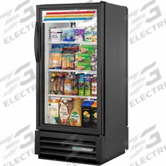 TRUE REFRIGERATION Refrigerated Merchandiser: 53 3/8 in x 24 7/8 in x 25 1/2 in, Black, Swing (MPN GDM-10PT-HC~TSL01). Key specifications — attr1277723: TRUE REFRIGERATION; attr1277683: R-290; attr1277688: Swing; attr1277691: Yes; attr1277694: Black; attr1280729: GDM.