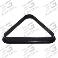HATHAWAY Pool Table Triangle Rack: Black, 11 1/8 in Overall Wd, 1 1/4 in Overall Ht (MPN BG2542). Key specifications — attr989535: Pool Table Triangle Rack; attr989526: Plastic; attr989508: HATHAWAY; attr989511: Black.