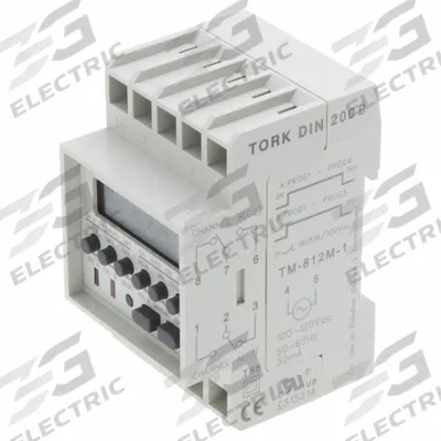 TORK Electronic Timer: 7 day, SPDT, 120V AC, 14 Events Available - DIN Rail-Mounted Digital Timer Switches