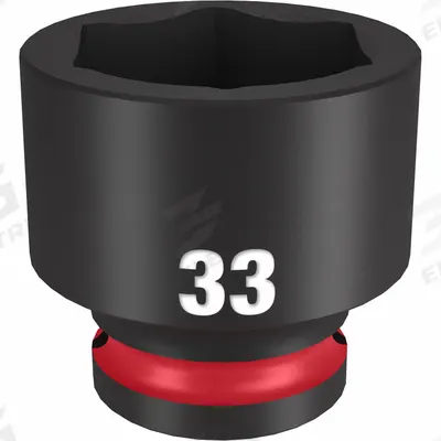 MILWAUKEE Standard Impact Socket: 1/2 in Drive Size, Metric, 33 mm Socket Size, 6-Point - 1/2" Drive Impact Sockets