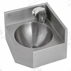 JUST MANUFACTURING Corner Bathroom Sink: Lavatory Group, Silver, Stainless Steel, Sensor, 1 Bowls (MPN A35929-1-J). Key specifications — Series: Lavatory Group; Includes: Wall Clip; Color: Silver; Brand: JUST MANUFACTURING; Sink Type: Bathroom; Material: Stainless Steel; Sink Material: Stainless Steel.