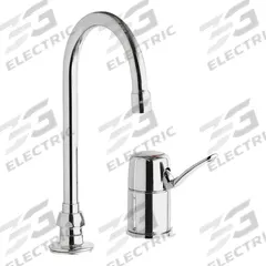 CHICAGO FAUCETS Gooseneck Bathroom Faucet: 2302, Cast Brass, Polished Chrome Finish, 1 gpm Flow Rate (MPN 2302-E73ABCP). Key specifications — Includes: Mounting Hardware; Brand: CHICAGO FAUCETS; Series: 2302.