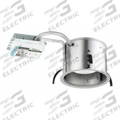 LED Recessed Down Light: Airtight Remodel, 6 in Dia, 600 lm, 4000K, 8.9 W, 120 to 277V AC (MPN IC22RLED G4 06LM 40K 90CRI MVOLT ZT10). Key specifications — Voltage: 120 to 277V AC; Trim Color: Available Separately; Brand: JUNO LIGHTING; Ceiling Type: Flat Ceiling; Reflector or Baffle Color: No Reflector or Baffle; Trim Style: Available Separately; Dimmable: Yes; Color Temperature: 4000K.