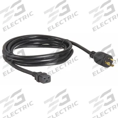 APC BY SCHNEIDER ELECTRIC Power Cord: 12 ft Lg, 3/12, L6-20P Plug, C19 Receptacle, SJT - Electronic Equipment Power Cords