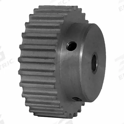 Dayton Timing Pulley: Curvilinear, Fixed, For 9 mm Belt Wd, 28 Teeth, 5 mm Pitch - HTD Section Fixed-Bore Timing Pulleys with Hub