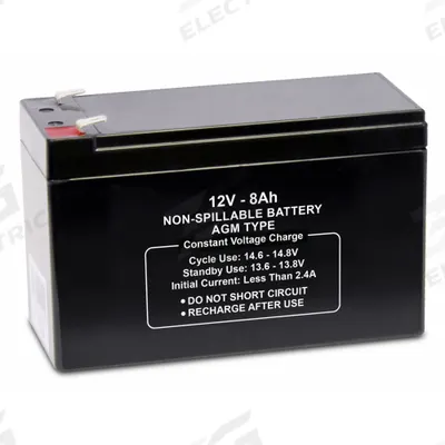 APPROVED VENDOR Sealed Lead Acid Battery: 12V DC, 8 Ah Capacity, 3.7 in Ht, 2.56 in Wd - AGM Sealed Lead Acid Batteries