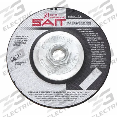 UNITED ABRASIVES-SAIT Depressed Center Grinding Wheel: Type 27, 4 1/2" x 1/4" x 5/8"-11, Aluminum Oxide - General Purpose Grinding Wheels for Soft Metals