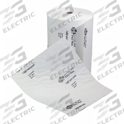 PIG Sorbent Roll: 150 ft Lg, 16 in Wd, Polypropylene, White, 150 ft Roll Lg - Foldable Sorbent Rolls