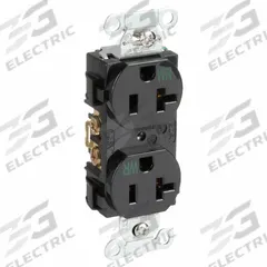 HUBBELL Receptacle: Duplex, 5-20, Black, 125V AC, 20 A, 2 Pole / 3 Wire (MPN BR20BLKWR)