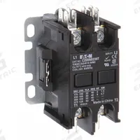EATON Definite Purpose Magnetic Contactor: 2 Poles, 24V AC, 30 A, Non-Reversing (MPN C25BNB230T). Key specifications — Brand: EATON; Coil Voltage: 24V AC; Contactor Style: HVACR Definite Purpose Contactor; Frame Size: B; Terminal Connection Type: Quick-Disconnect Terminals; Maximum Voltage Rating: 690V AC; Series: C25 Series; Phase: Single.