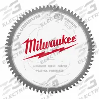 MILWAUKEE Circular Saw Blade: 10 in Blade Dia., 72 Teeth, 0.11 in Cut Wd, 5/8 in Arbor Size, Carbide (MPN 48-40-4360). Key specifications — attr1116119: MILWAUKEE; attr1145631: Aluminum.