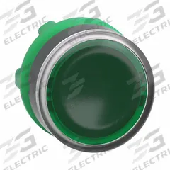 SCHNEIDER Flush Push Button: Green, 22 mm Mounting Size, Non-Metallic, Maintained (MPN ZB5AH033). Key specifications — Brand: SCHNEIDER; Action: Maintained; Series: XB5; Push Button Material Type: Non-Metallic.