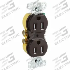 HUBBELL Receptacle: Duplex, 5-15, Brown, 125V AC, 15 A, 2 Pole / 3 Wire (MPN RR15STR)