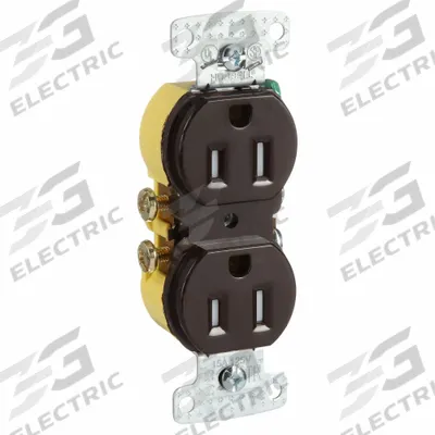 HUBBELL Receptacle: Duplex, 5-15, Brown, 125V AC, 15 A, 2 Pole / 3 Wire (MPN RR15STR) - General Purpose Receptacles