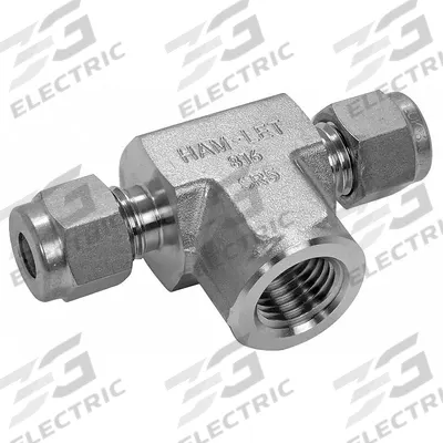 HAM-LET Compression Tee Fitting: 10 mm OD x 10 mm OD x 1/4 in Pipe Fitting Size - Double-Ferrule Stainless Steel Fittings