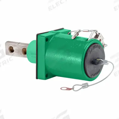 LEVITON Single Pole Receptacle: Green, Straight 45° Clevis Pin Mating - Receptacles with Bus Bar Terminations