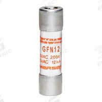 MERSEN Fuse: GFN Series, Midget, Time-Delay, 12 A, 125 V AC, 13/32 in x 1 1/2 in, Indicating (MPN GFN12). Key specifications — Series: GFN; Brand: MERSEN.
