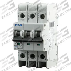 EATON IEC Miniature Circuit Breaker: 32 A Amps, 48/96V DC, 10kA at 277/480V AC, Screw Clamp, C (MPN FAZ-C32/3-NA). Key specifications — DC Voltage Rating: 48/96V DC; Max. AIR Rating: 10kA at 277/480V AC; Terminal Connection: Screw Clamp; Brand: EATON.