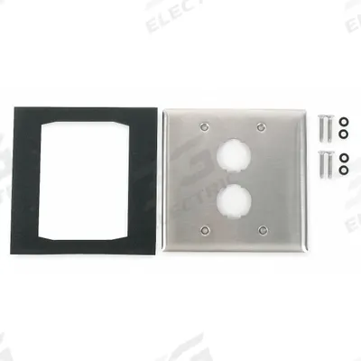 HUBBELL PREMISE WIRING Wall Plate: Gray, 2 Gang, 2 Port, Flat Module - Harsh Environment Wall Plates