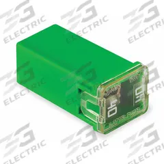 LITTELFUSE Automotive Fuse: JCAS Series, Green, Female, Cartridge, Time-Delay, 40 A, 32 V DC (MPN JCAS40). Key specifications — Series: JCAS; Brand: LITTELFUSE; Equivalent Fuse Series: FMX & JCAS.