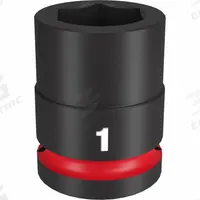 MILWAUKEE Standard Impact Socket: 3/4 in Drive Size, SAE, 1 in Socket Size, 6-Point, Std, Friction (MPN 49-66-6307). Key specifications — attr1215501: MILWAUKEE; attr1215515: Black Phosphate; attr1215518: 1 in.