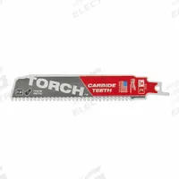 MILWAUKEE Reciprocating Saw Blade: 8 Teeth per Inch, 6 in Blade Lg, 0.05 in Blade Thick, Carbide (MPN 48-00-5201). Key specifications — attr1109198: 8; attr1109200: Rigid for Straight Cuts; attr1109201: Straight; attr1109209: MILWAUKEE.