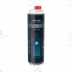 ELKAY Quick-Connect Water Filter: 1.5 gpm, 6,000 gal, 9 1/2 in Overall Ht, 3 1/8 in Overall Dia (MPN FL6). Key specifications — Connection Type: Tube; Reduces: Microplastic; Brand: ELKAY.