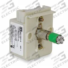 SCHNEIDER ELECTRIC Lamp Module: 30 mm Size, Green, LED, 120 V AC Rating, No Transformer (MPN 9001KM38LG). Key specifications — Compatible Operator: Selector Switch; Compatible with Series: 9001SK; Terminal Connection Type: Screw Clamp Terminals; Brand: SCHNEIDER; Manufacturer Part Number: 9001KM38LG; Includes Bulb: Bulb Included.