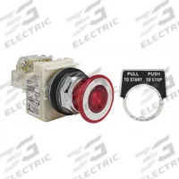 SCHNEIDER Mushroom Head Push Button: Illuminated, Mushroom Head Profile, Non-Metallic, 30 mm, SPDT (MPN 9001KR9P35RH13). Key specifications — Brand: SCHNEIDER; Action: Maintained; Series: 9001K; Push Button Material Type: Non-Metallic.