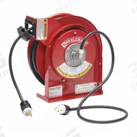 REELCRAFT Extension Cord Reel: Ratchet Lock, 45 ft Cord Lg, 12 AWG, SJEOOW, 5-20P Cord Lg, 5-20R (MPN L 4545 123 3A-RP). Key specifications — Retractable Cord Ending NEMA Configuration: 5-20P; Feeder Cord Ending NEMA Configuration: 5-20R; Brand: REELCRAFT.