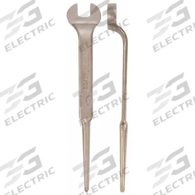 AMPCO Spud Wrench: Aluminum Bronze, Natural, 38 mm Head Size, 1 1/4 in Offset - Metric Offset Nonsparking Open End Spud Wrenches
