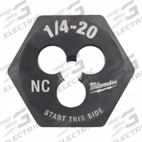 MILWAUKEE Hex Threading Die: 1/4"-20 UNC, 1 in Hex Wd, Black Oxide Carbon Steel (MPN 49-57-5334)
